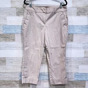 ANN TAYLOR Cropped Chino Pants Beige Mid Rise Cotton Womens 6P
